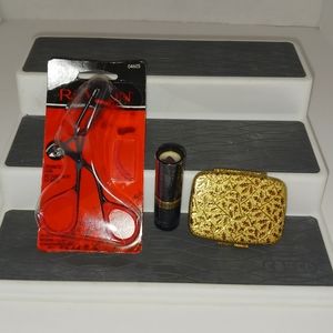 Revlon Pressed Powder Compact - Vtg., Lipstick - Sealed, Eyelash Curler - NIP